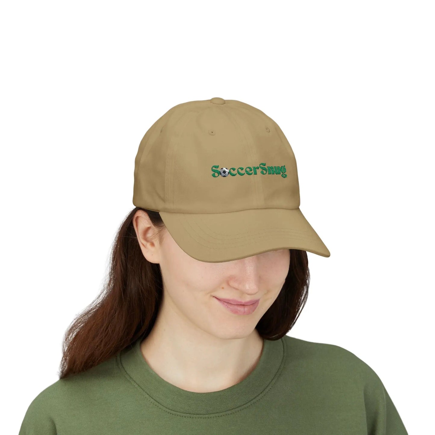 SoccerSnug Embroidered Dad Cap Casual Soccer Fan Baseball Hat by Printify