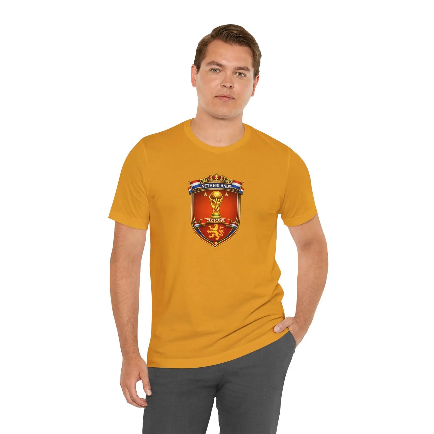 Netherlands World Cup 2026 Soccer Crest Tee Shirt Lions by Printify