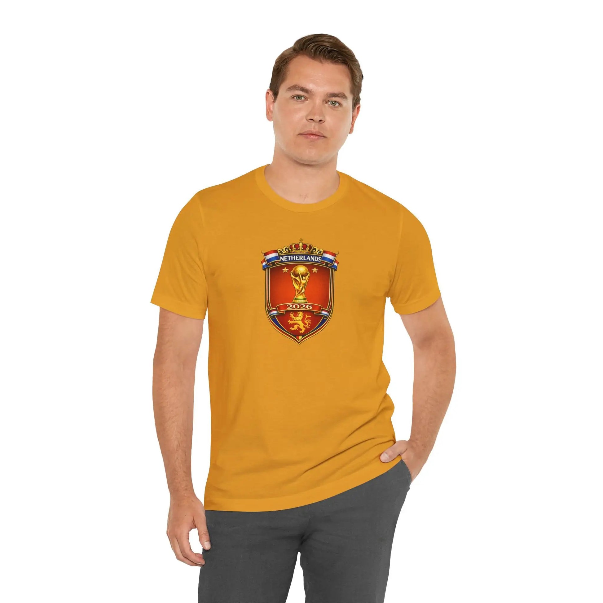 Netherlands World Cup 2026 Soccer Crest Tee Shirt Lions by Printify