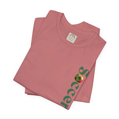 SoccerSnug Vertical Logo Tee Casual Soccer Fan Shirt by Printify