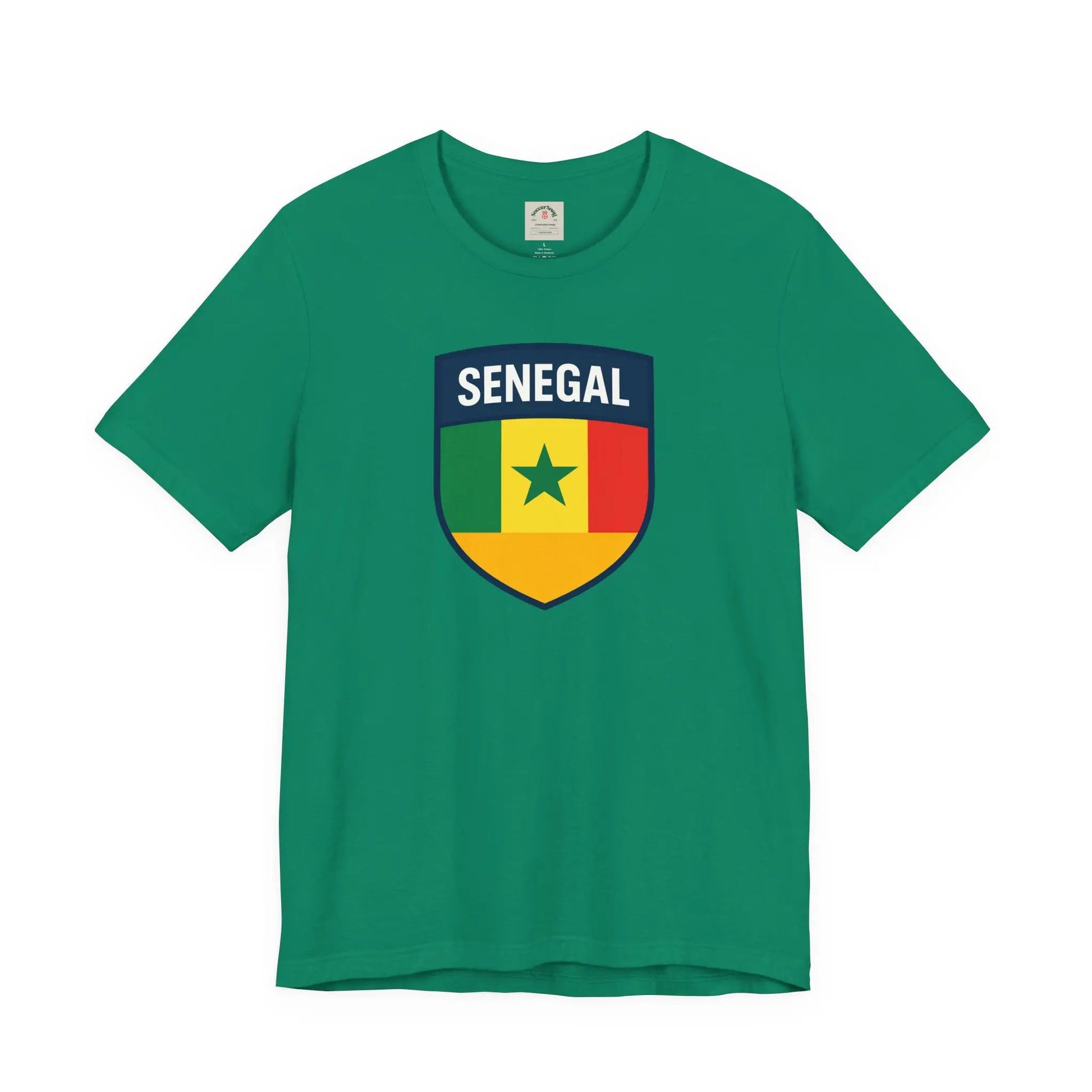 Senegal Flag Shield T Shirt Crest Tee For Fans Pride Soft Breathable by Printify