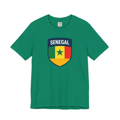 Senegal Flag Shield T Shirt Crest Tee For Fans Pride Soft Breathable by Printify
