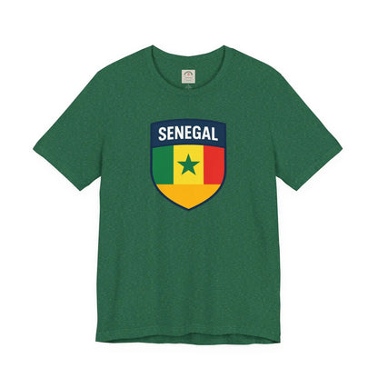 Senegal Flag Shield T Shirt Crest Tee For Fans Pride Soft Breathable by Printify