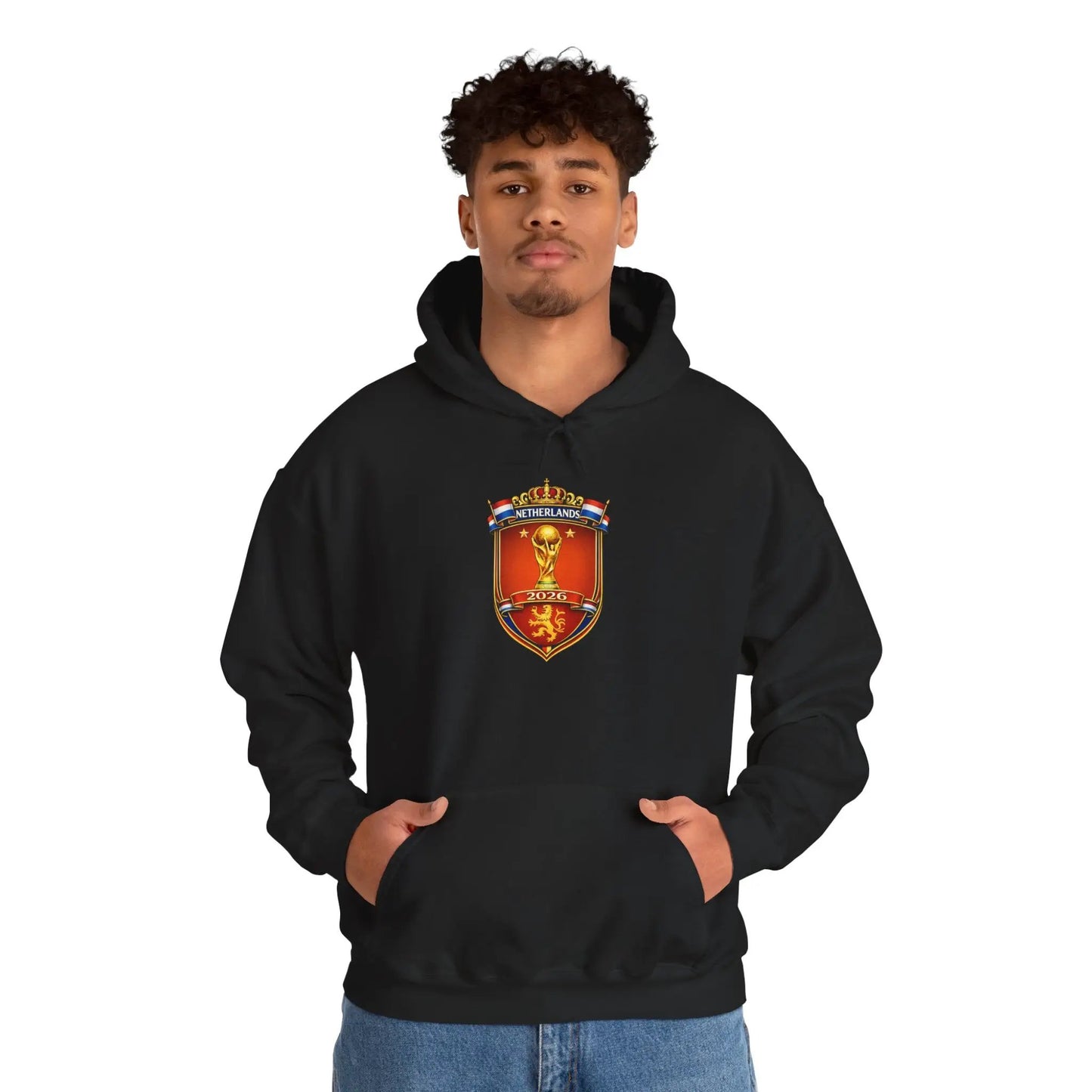 Netherland World Cup 2026 Crest Hoodie — Lion Shield Emblem Hooded Sweatshirt by Printify