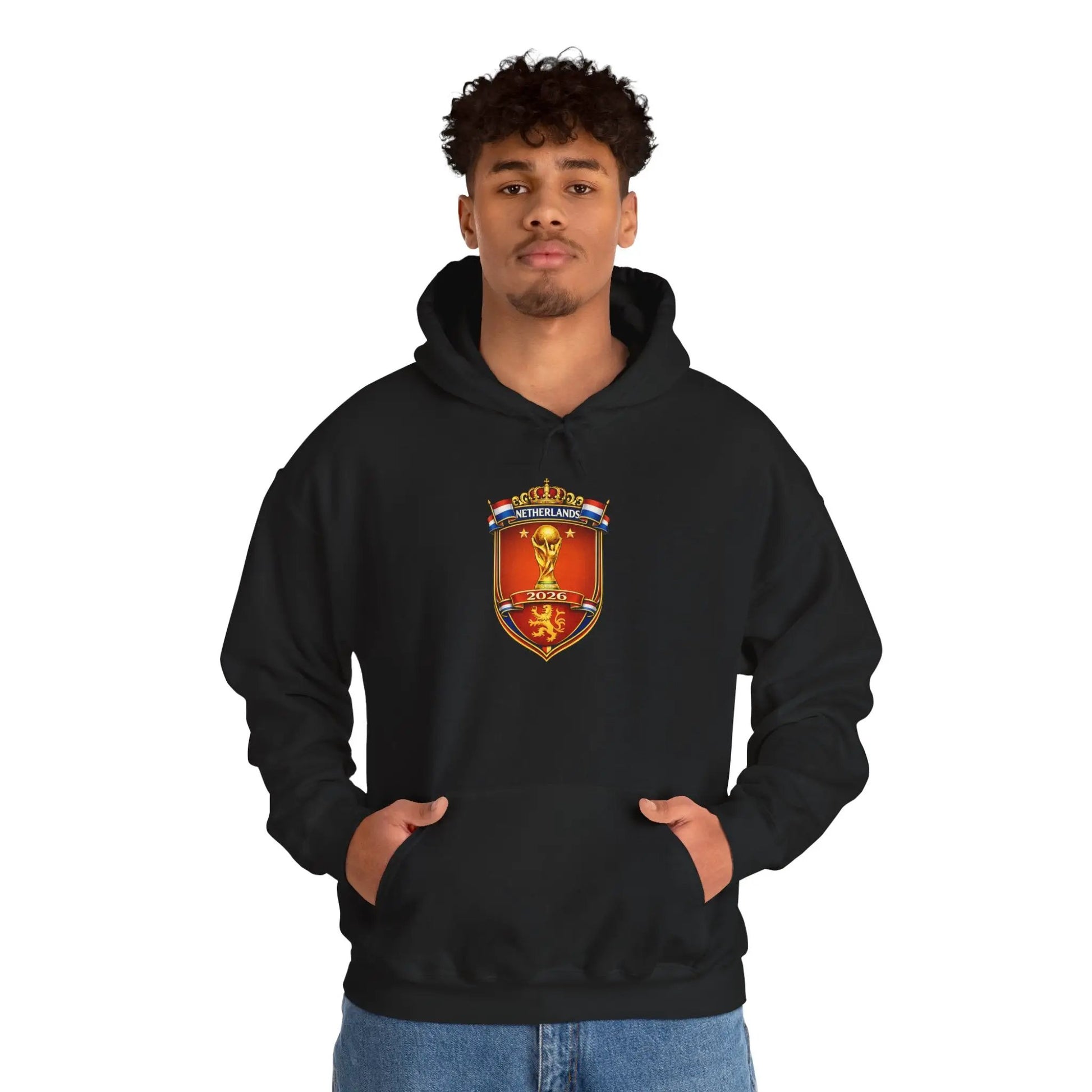 Netherland World Cup 2026 Crest Hoodie — Lion Shield Emblem Hooded Sweatshirt by Printify