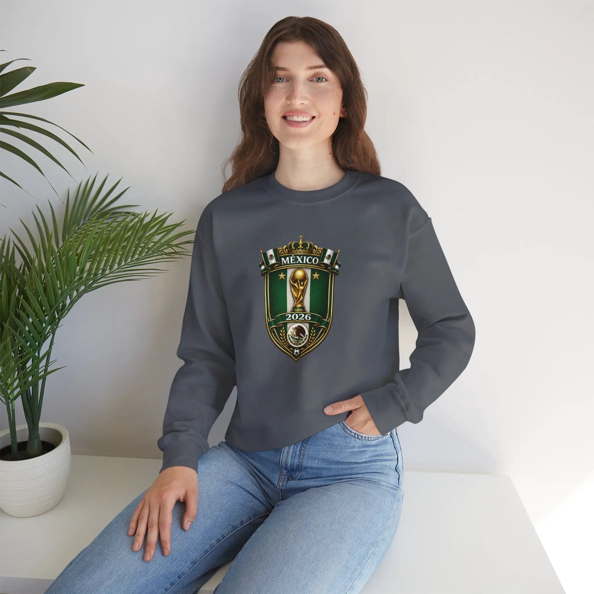 Mexico World Cup 2026 Crewneck Sweatshirt Unisex Cotton Polyester Blend by Printify