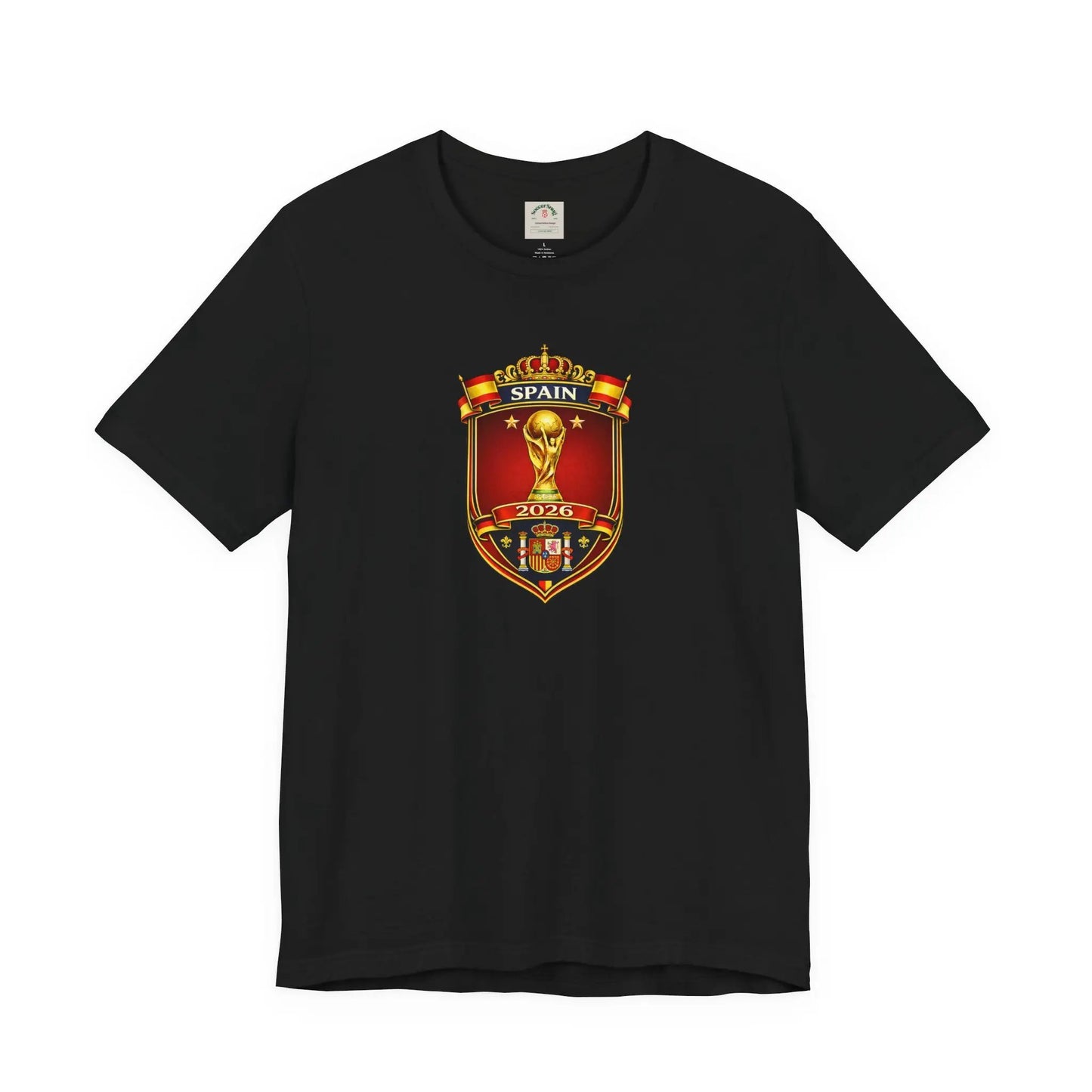 Spain World Cup Crest T‑Shirt — Soccer Fan Jersey Tee by Printify