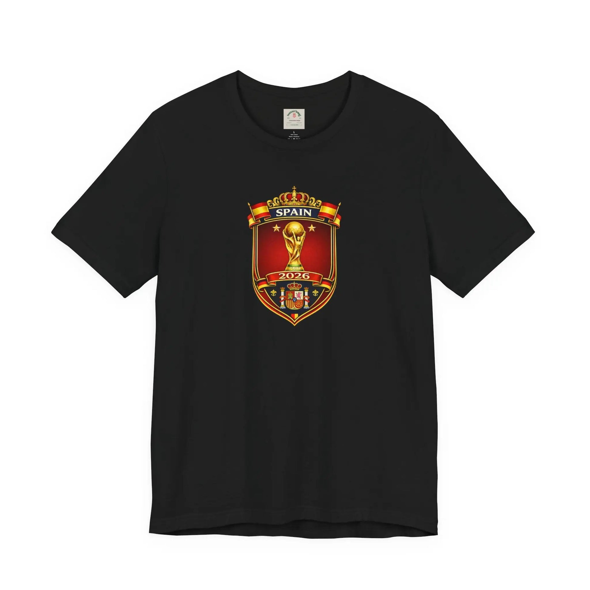 Spain World Cup Crest T‑Shirt — Soccer Fan Jersey Tee by Printify