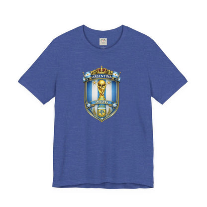 Argentina World Cup Trophy Shield Tee Soccer Fan Jersey by Printify