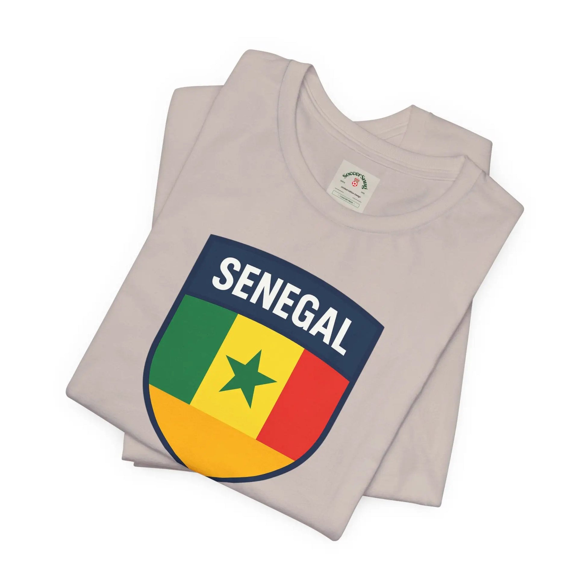 Senegal Flag Shield T Shirt Crest Tee For Fans Pride Soft Breathable by Printify