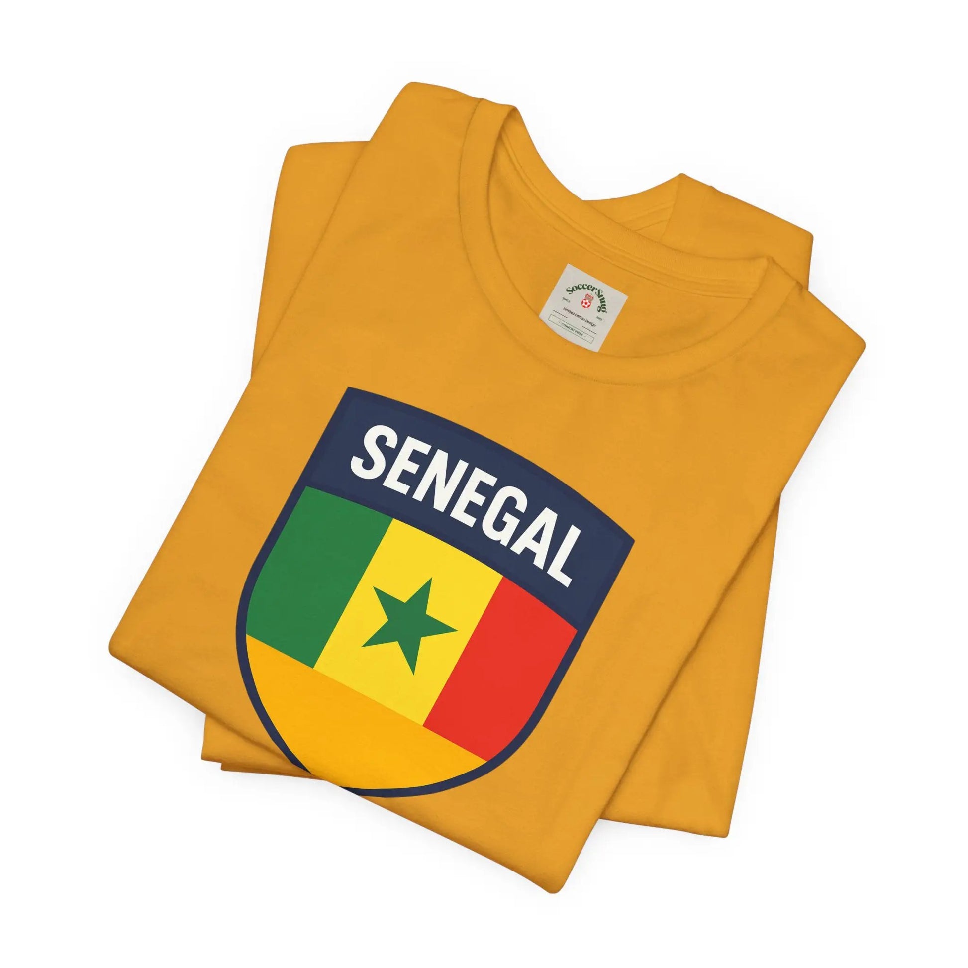 Senegal Flag Shield T Shirt Crest Tee For Fans Pride Soft Breathable by Printify