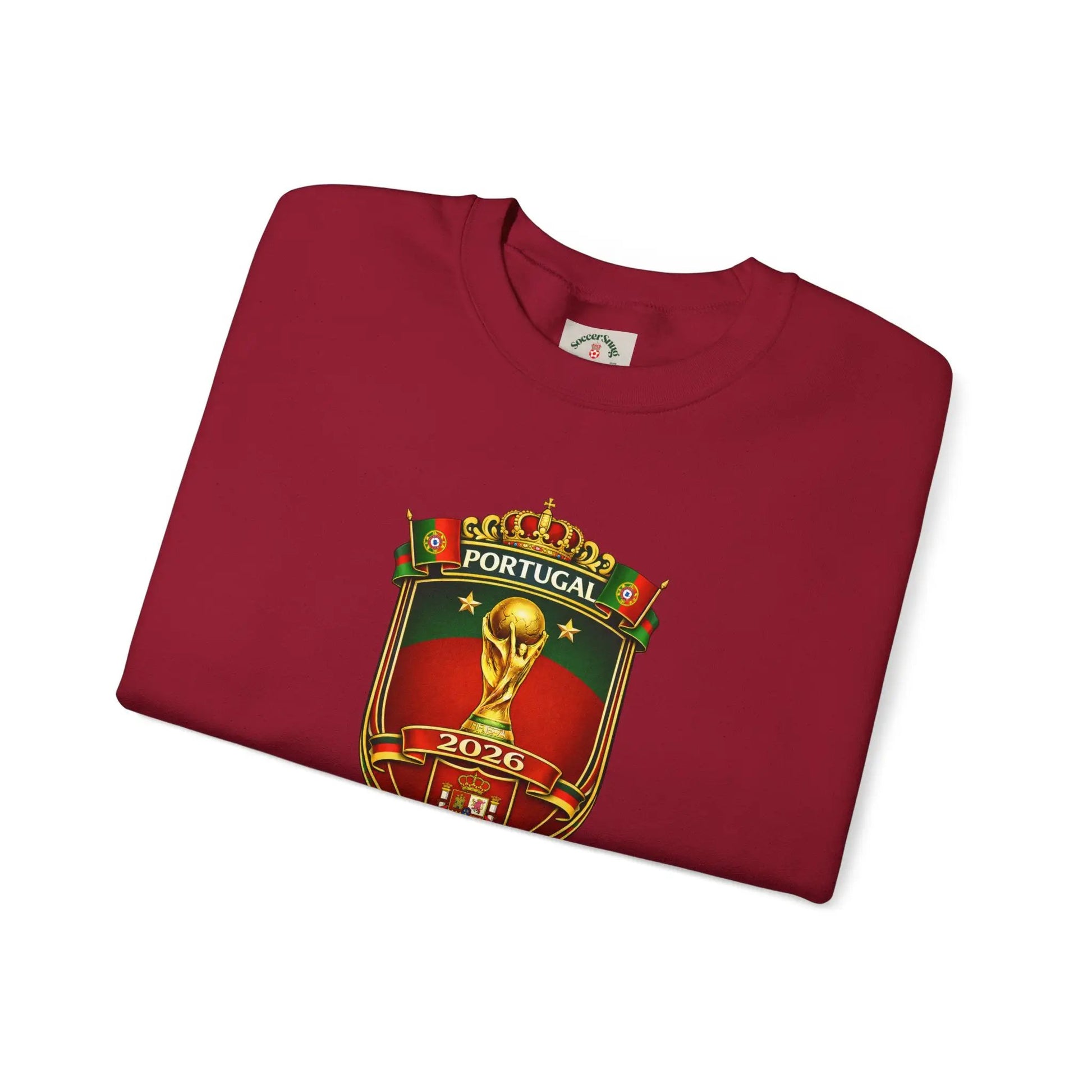Portugal World Cup 2022 Crest Sweatshirt Midweight Fleece Crewneck by Printify