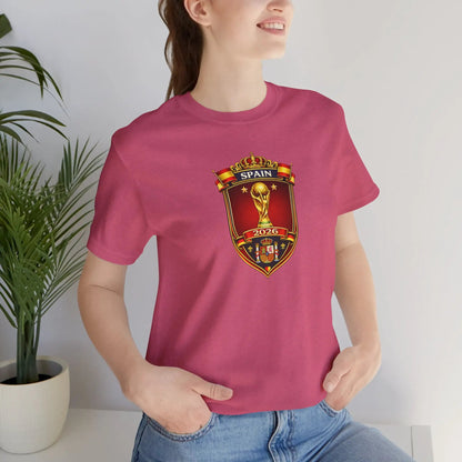 Spain World Cup Crest Soccer Fan Jersey Tee Official by Printify
