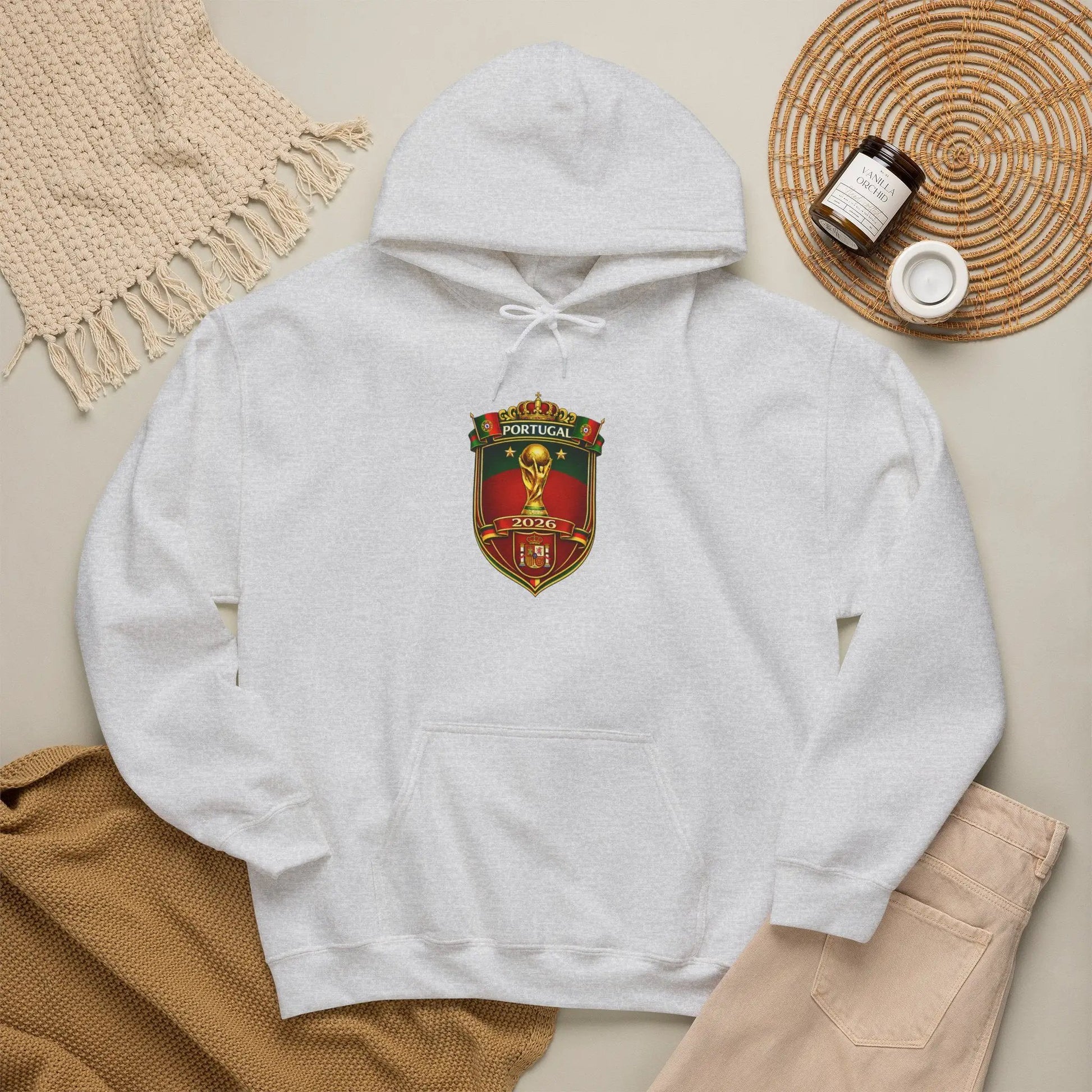 Portugal Football Crest Hoodie — Retro Soccer Emblem Sweatshirt by Printify