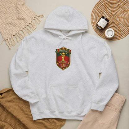 Portugal Football Crest Hoodie — Retro Soccer Emblem Sweatshirt by Printify
