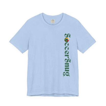 SoccerSnug Vertical Logo Tee Casual Soccer Fan Shirt by Printify