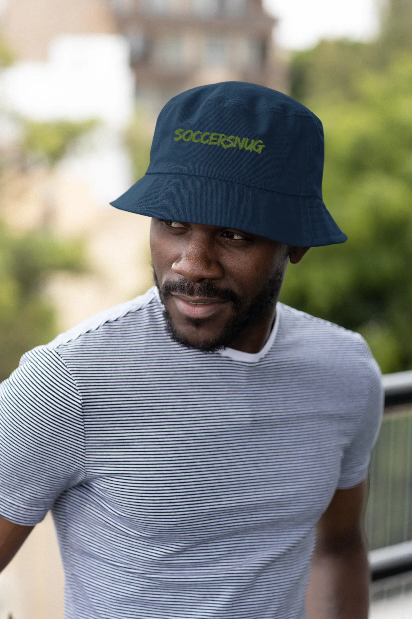 Bucket Hat — Embroidered "SOCCERSNUG" Grass-Style Logo by Printify