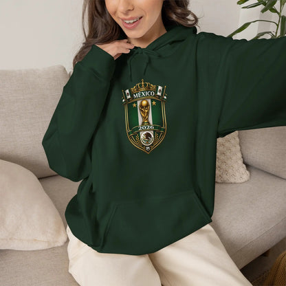 Mexico World Cup Slytherin Crest Hoodie Green Shield Pullover by Printify