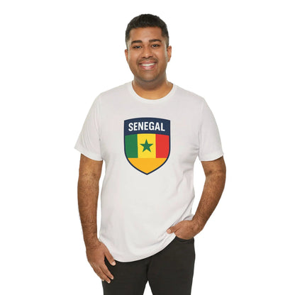 Senegal Flag Shield T Shirt Crest Tee For Fans Pride Soft Breathable by Printify