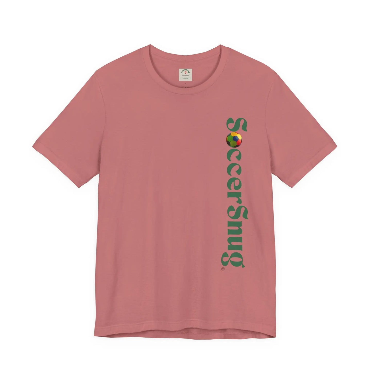 SoccerSnug Vertical Logo Tee Casual Soccer Fan Shirt by Printify