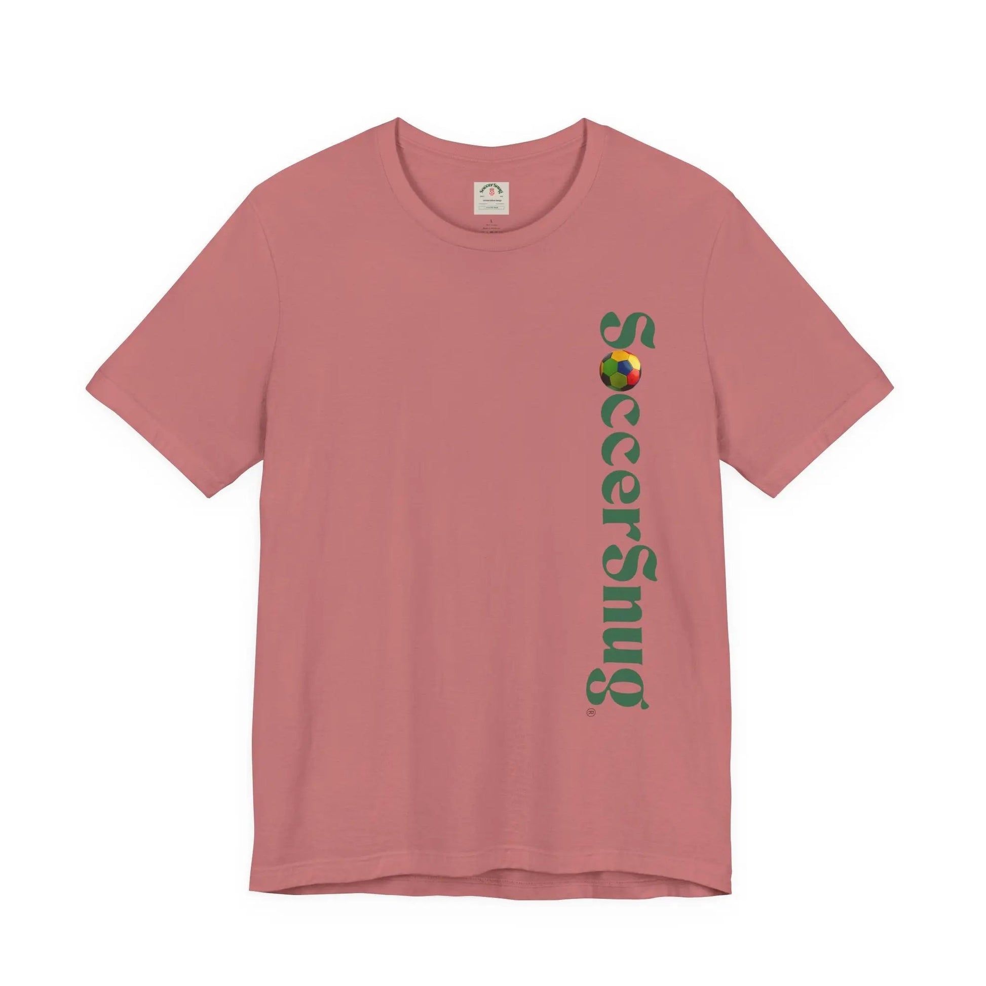 SoccerSnug Vertical Logo Tee Casual Soccer Fan Shirt by Printify