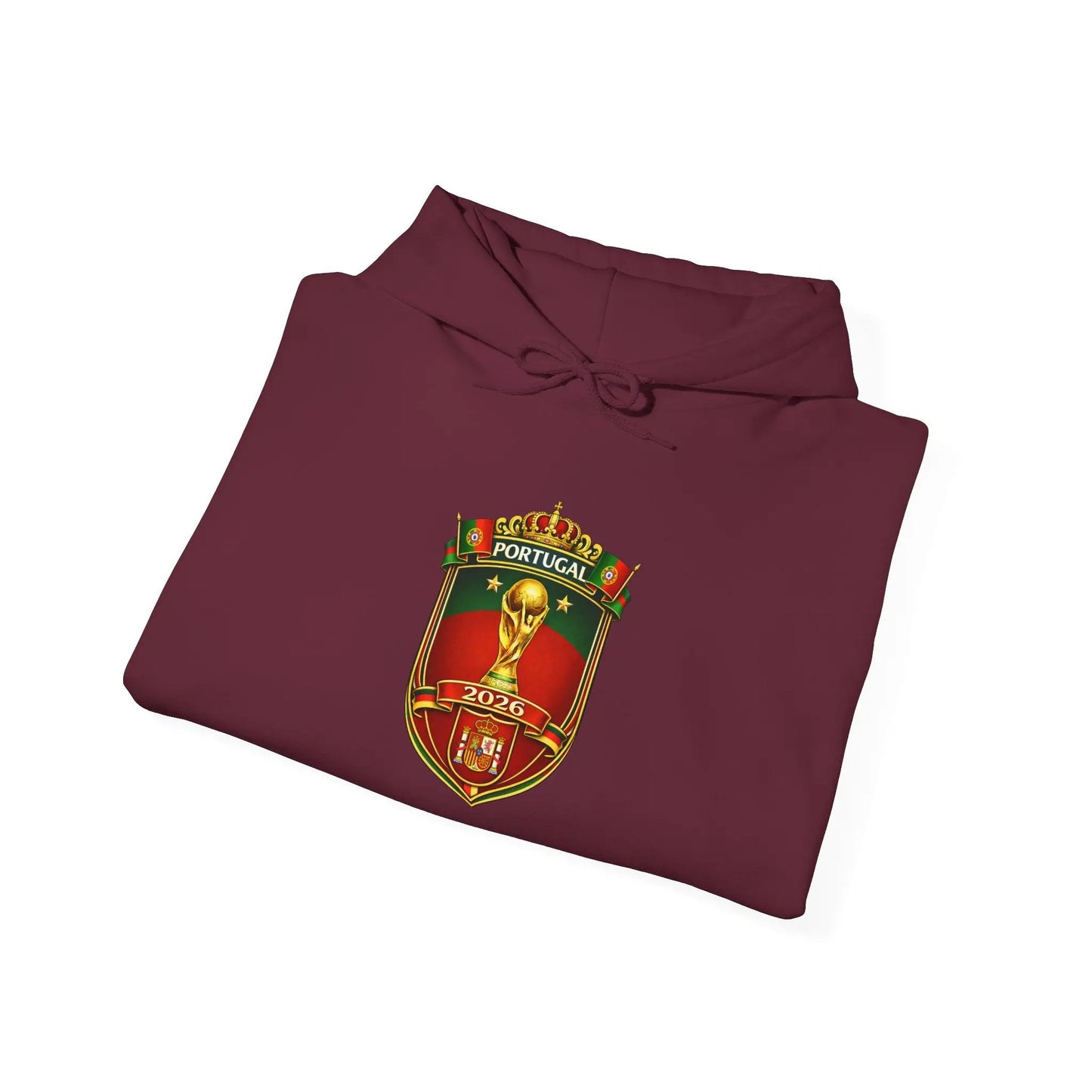 Portugal Football Crest Hoodie — Retro Soccer Emblem Sweatshirt by Printify