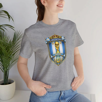 Argentina World Cup Trophy Shield Tee Soccer Fan Jersey by Printify