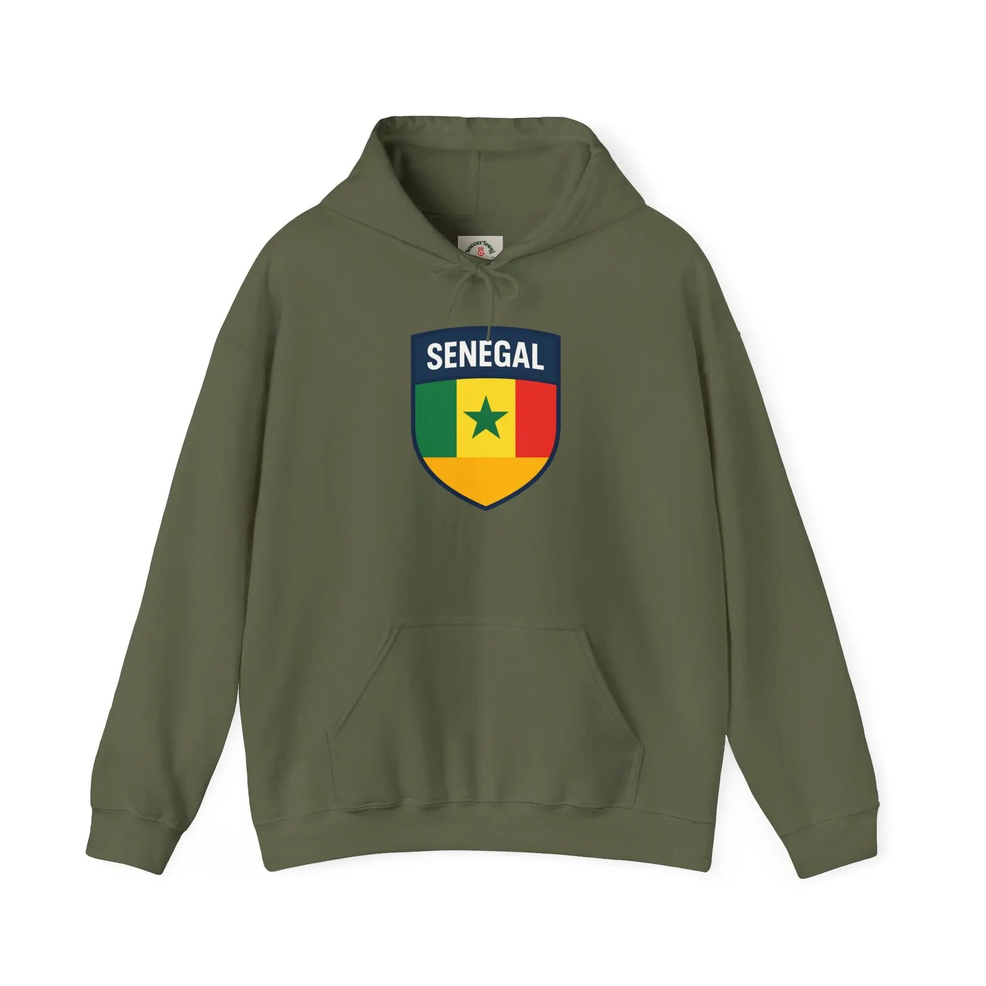 Senegal Flag Crest Hoodie With Shield Emblem For Fans And Travelers by Printify