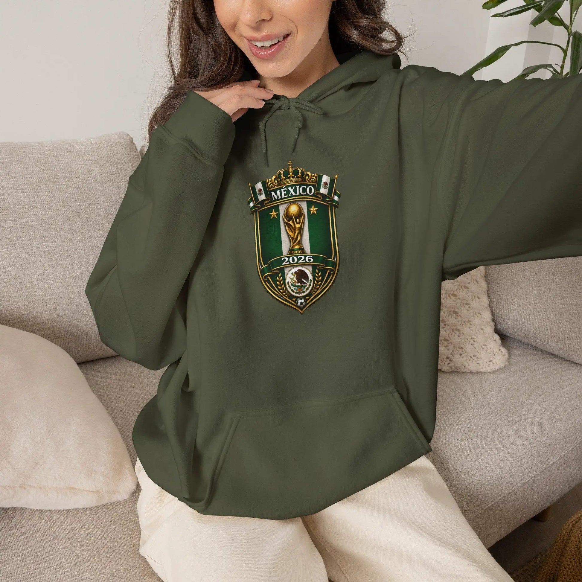 Mexico World Cup Slytherin Crest Hoodie Green Shield Pullover by Printify