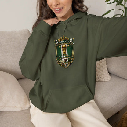 Mexico World Cup Slytherin Crest Hoodie Green Shield Pullover by Printify