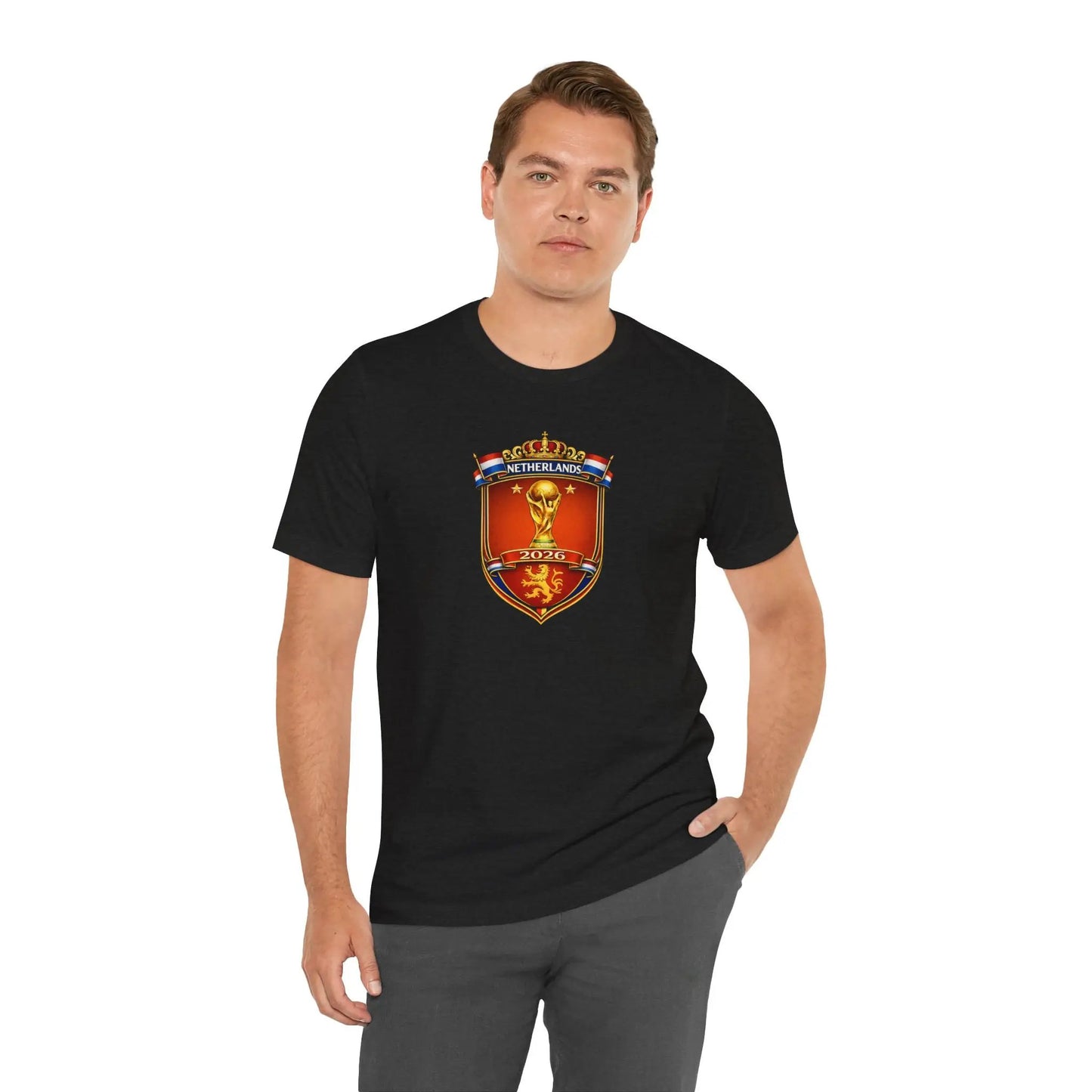 Netherlands World Cup 2026 Soccer Crest Tee Shirt Lions by Printify