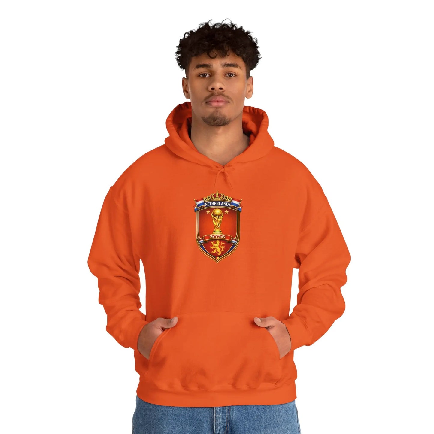 Netherland World Cup 2026 Crest Hoodie — Lion Shield Emblem Hooded Sweatshirt by Printify