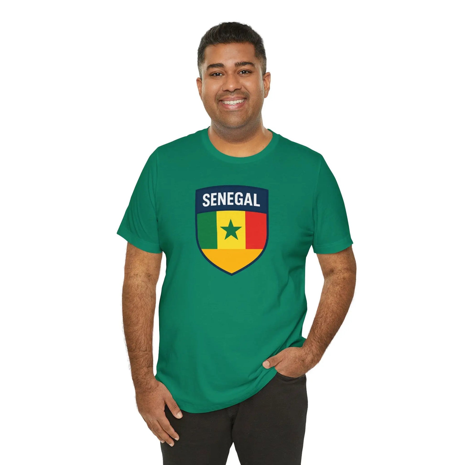 Senegal Flag Shield T Shirt Crest Tee For Fans Pride Soft Breathable by Printify