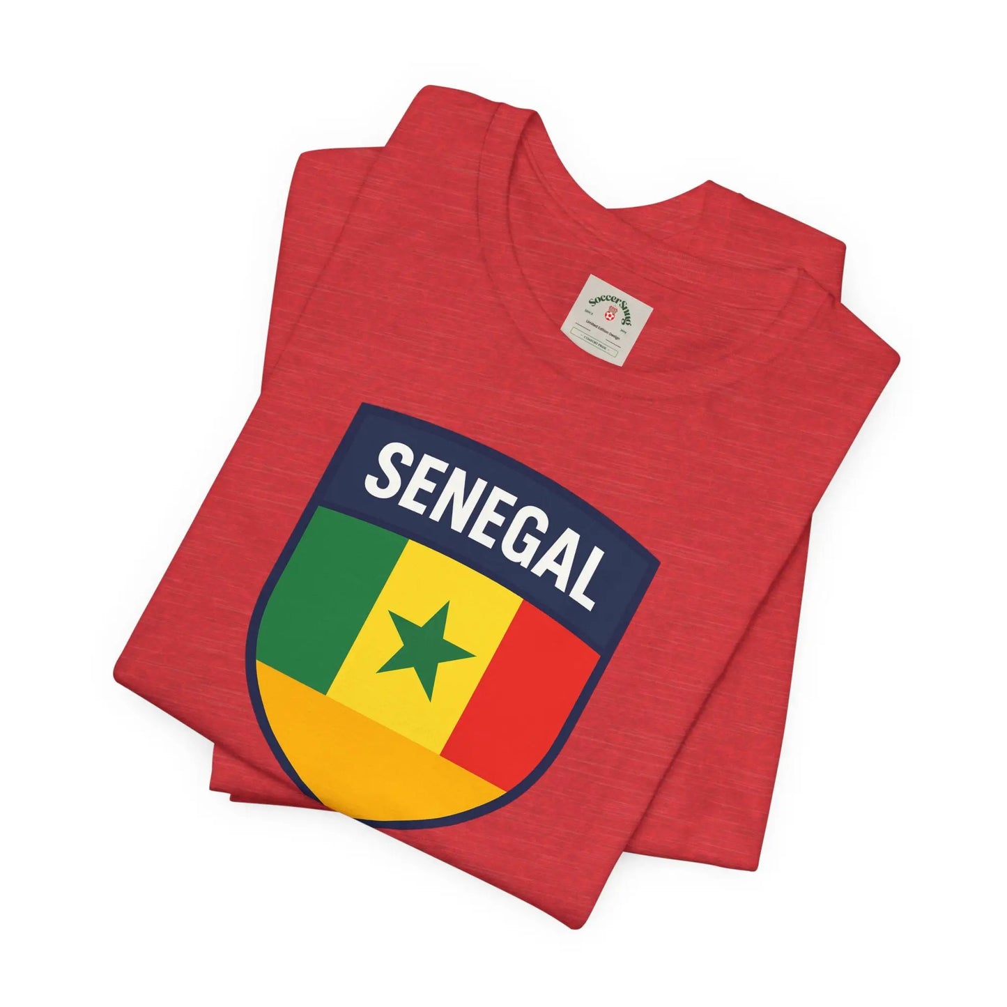 Senegal Flag Shield T Shirt Crest Tee For Fans Pride Soft Breathable by Printify
