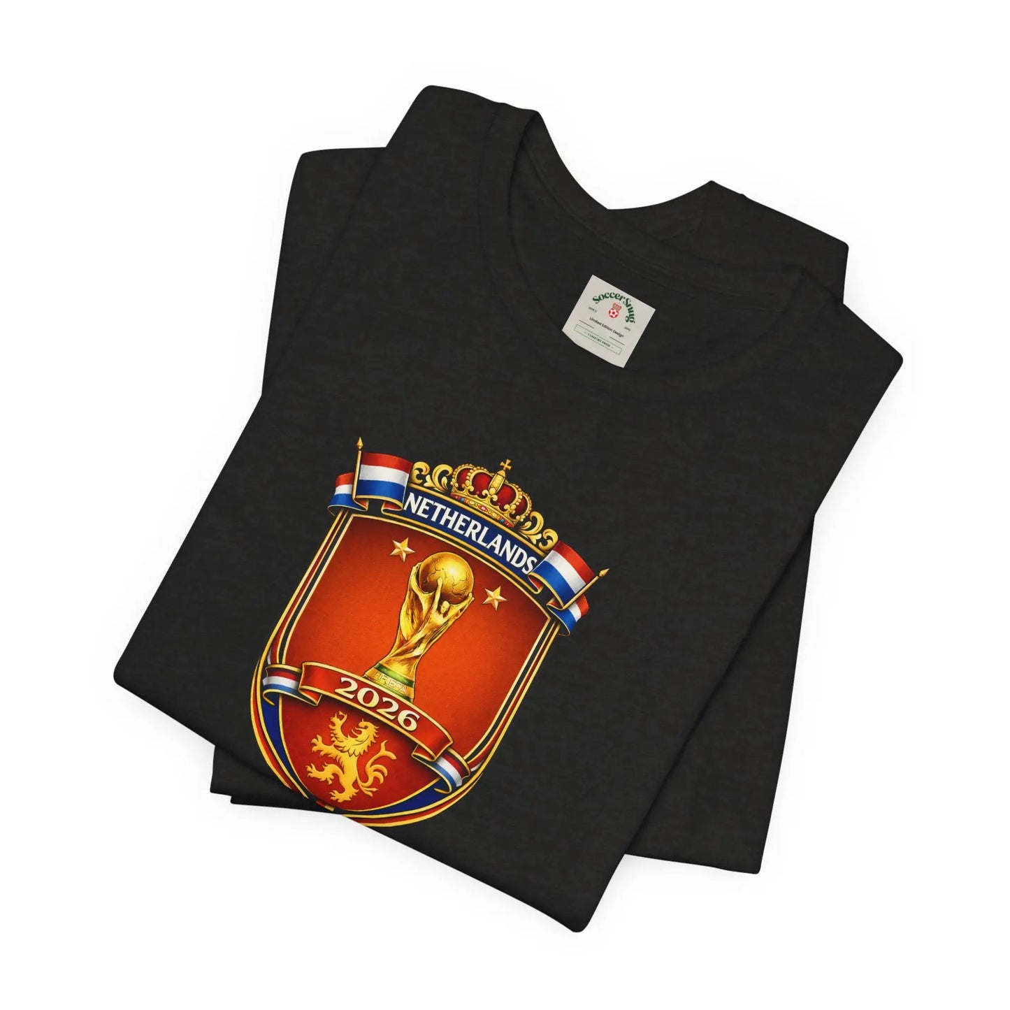 Netherlands World Cup 2026 Soccer Crest Tee Shirt Lions by Printify