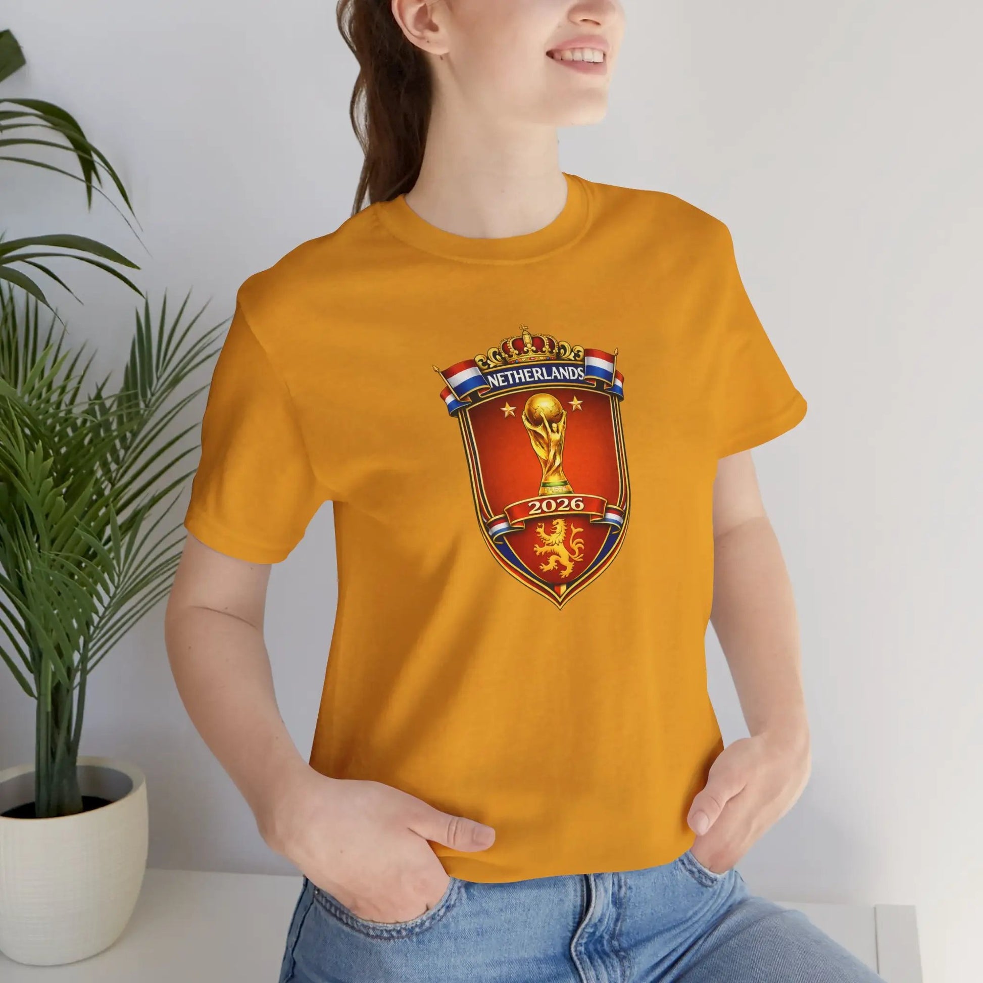 Netherlands World Cup 2026 Soccer Crest Tee Shirt Lions by Printify