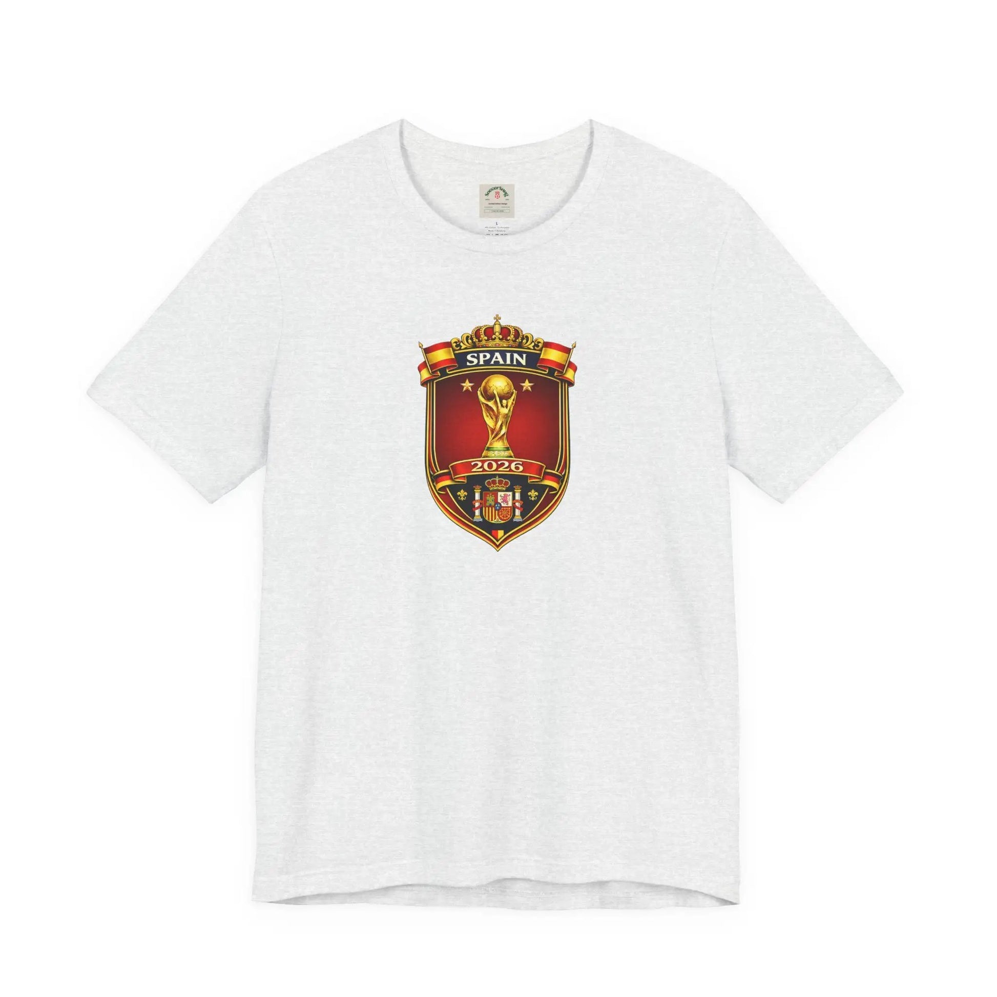Spain World Cup Crest T‑Shirt — Soccer Fan Jersey Tee by Printify