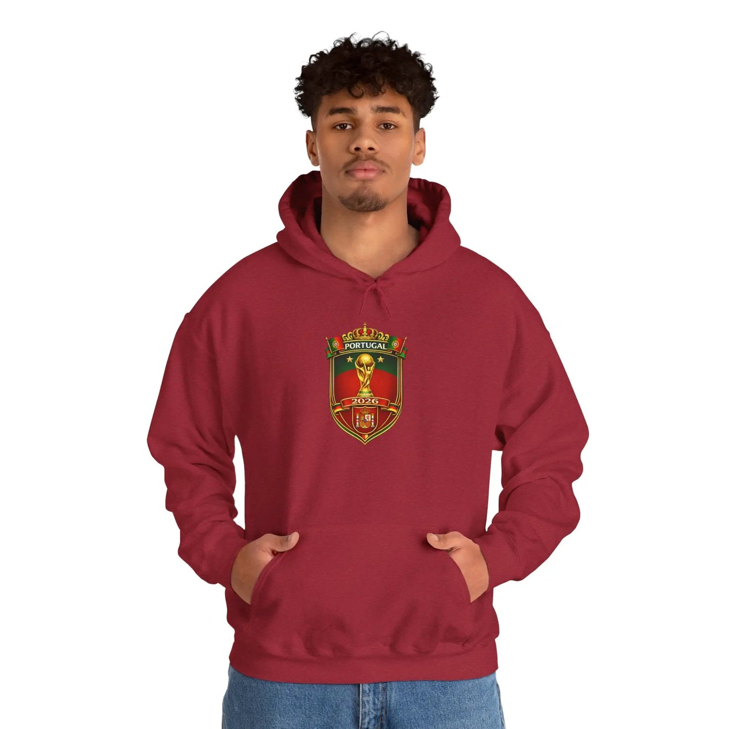 Portugal Football Crest Hoodie — Retro Soccer Emblem Sweatshirt by Printify