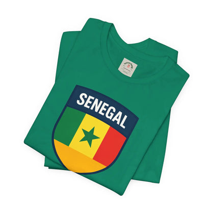 Senegal Flag Shield T Shirt Crest Tee For Fans Pride Soft Breathable by Printify