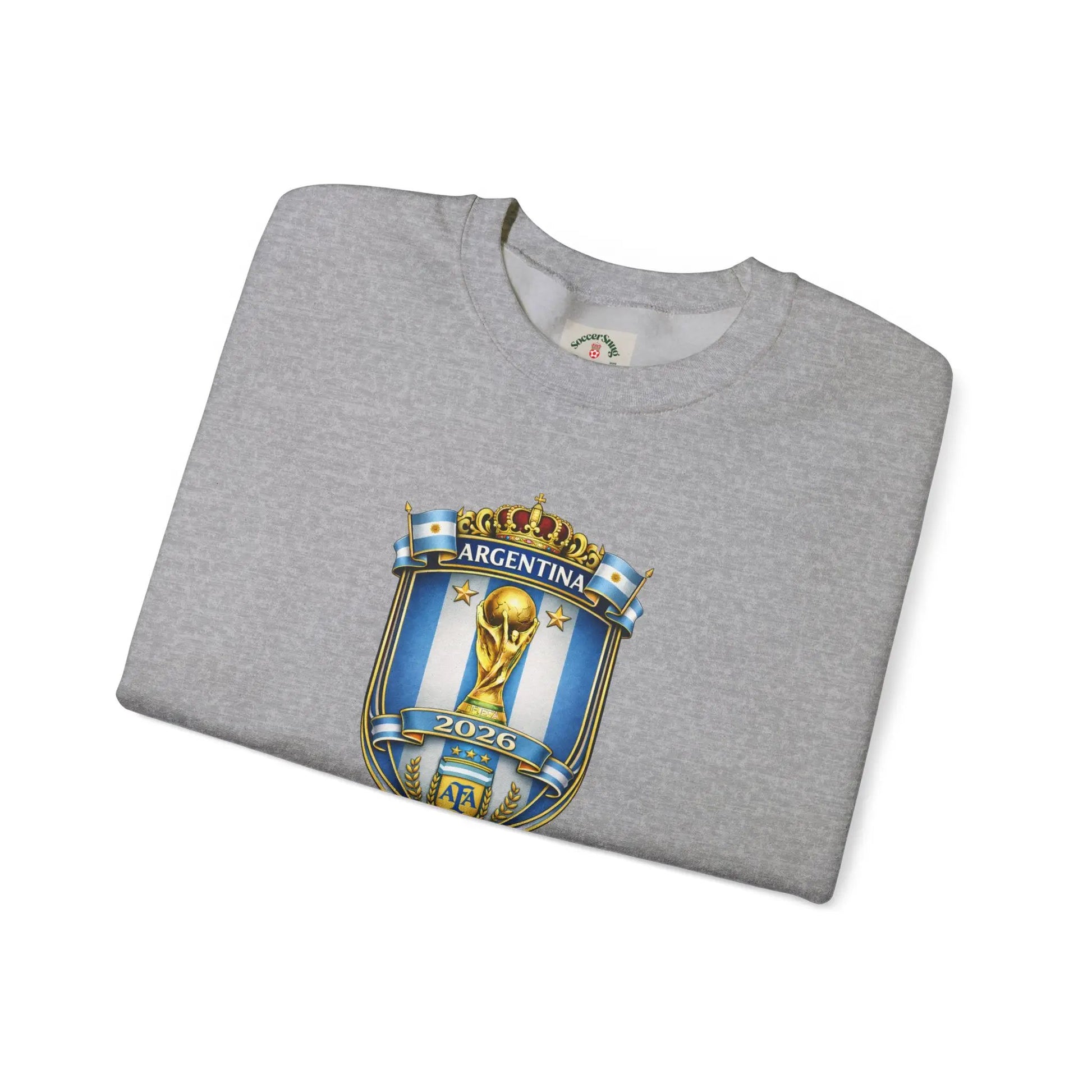Argentina World Cup Crest Embroidered Crewneck Sweatshirt by Printify