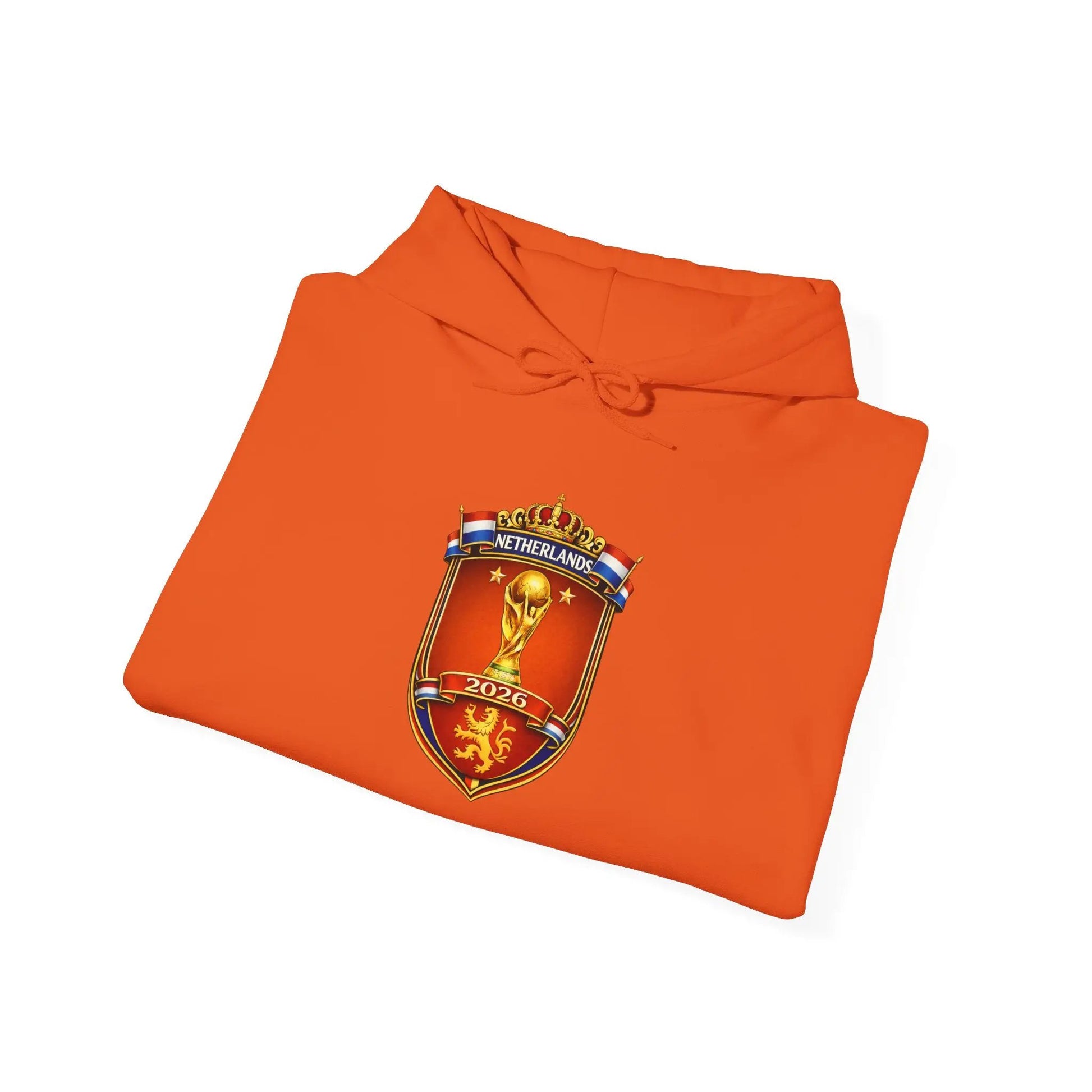Netherland World Cup 2026 Crest Hoodie — Lion Shield Emblem Hooded Sweatshirt by Printify