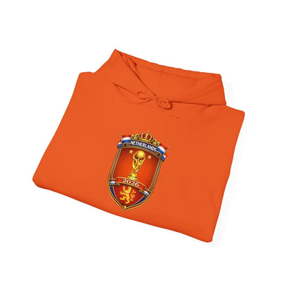 Netherland World Cup 2026 Crest Hoodie — Lion Shield Emblem Hooded Sweatshirt by Printify