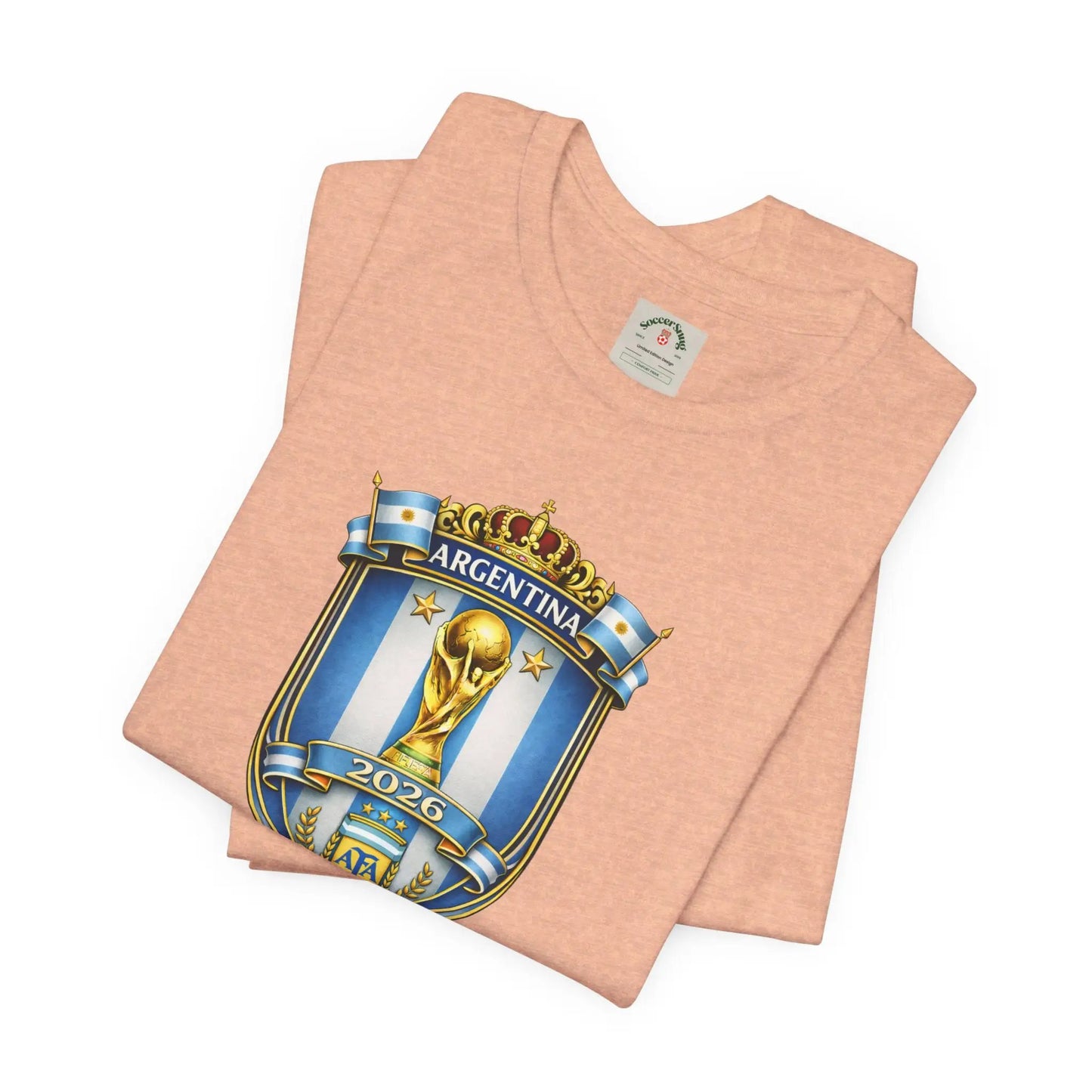 Argentina World Cup Trophy Shield Tee Soccer Fan Jersey by Printify