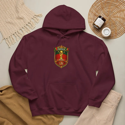 Portugal Football Crest Hoodie — Retro Soccer Emblem Sweatshirt by Printify