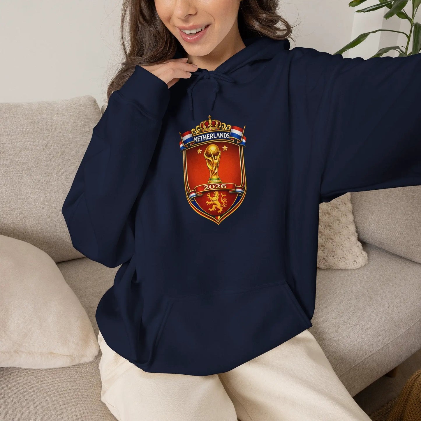 Netherlands World Cup 2026 Crest Hoodie Lion Shield Emblem Sweatshirt by Printify