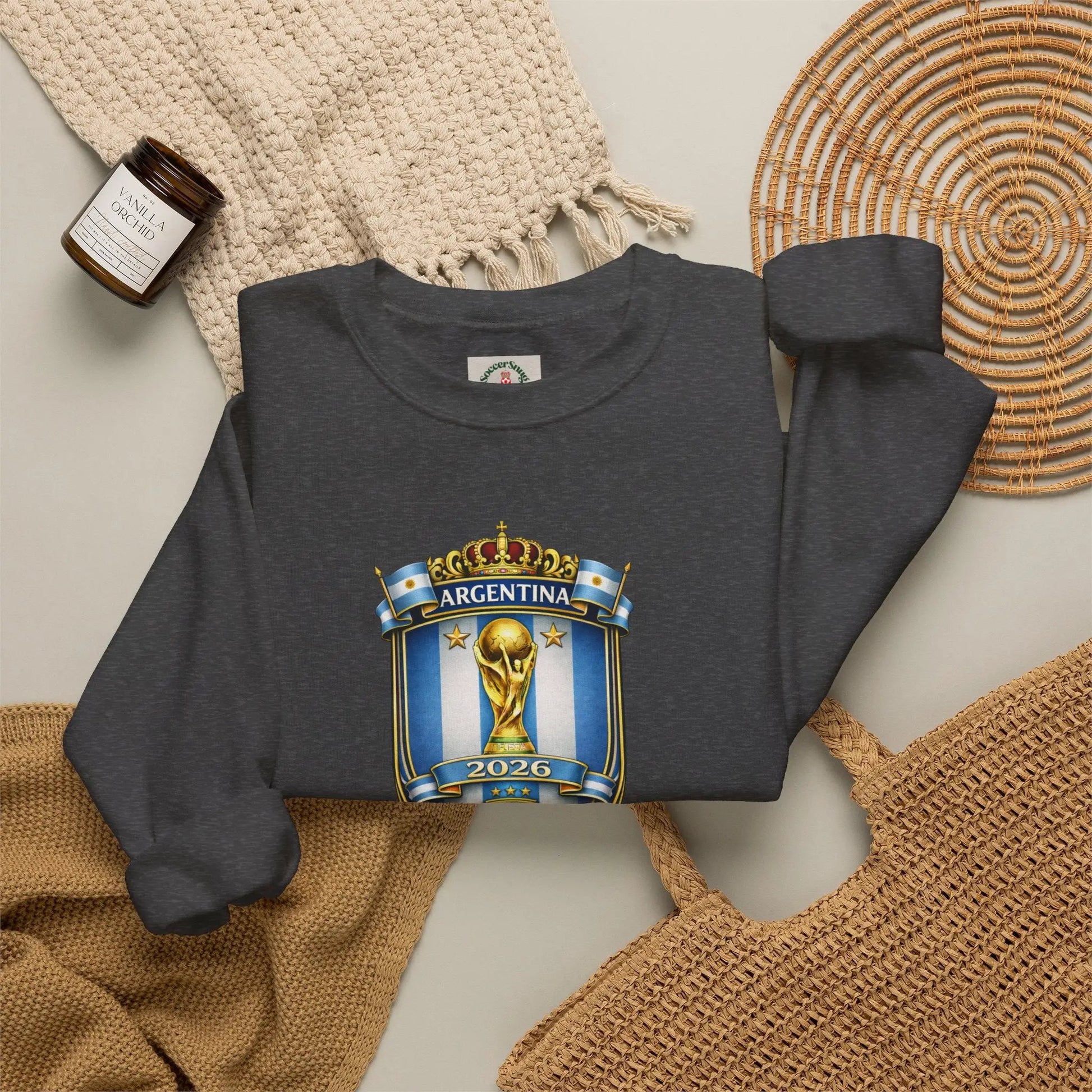 Argentina World Cup Crest Embroidered Crewneck Sweatshirt by Printify