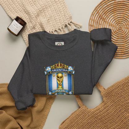 Argentina World Cup Crest Embroidered Crewneck Sweatshirt by Printify