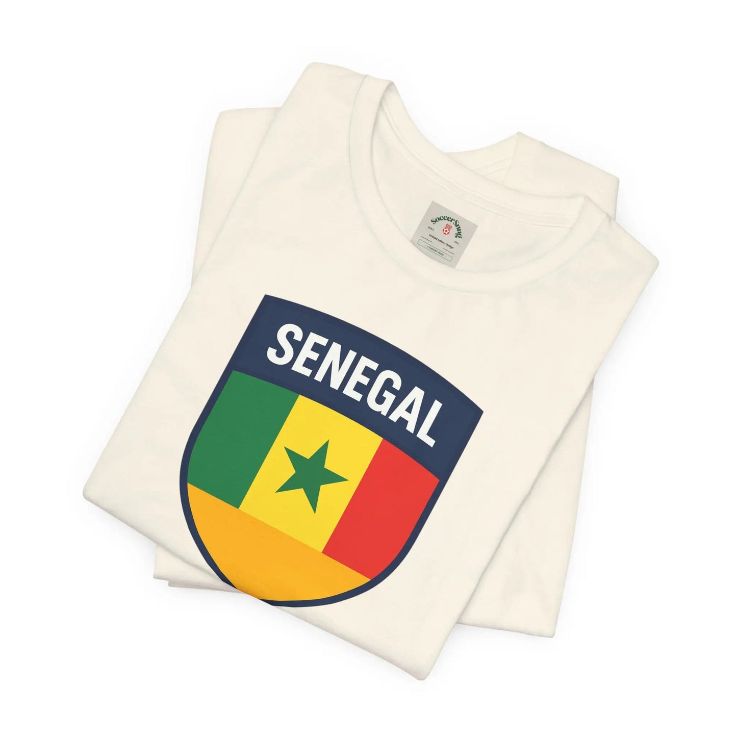Senegal Flag Shield T Shirt Crest Tee For Fans Pride Soft Breathable by Printify