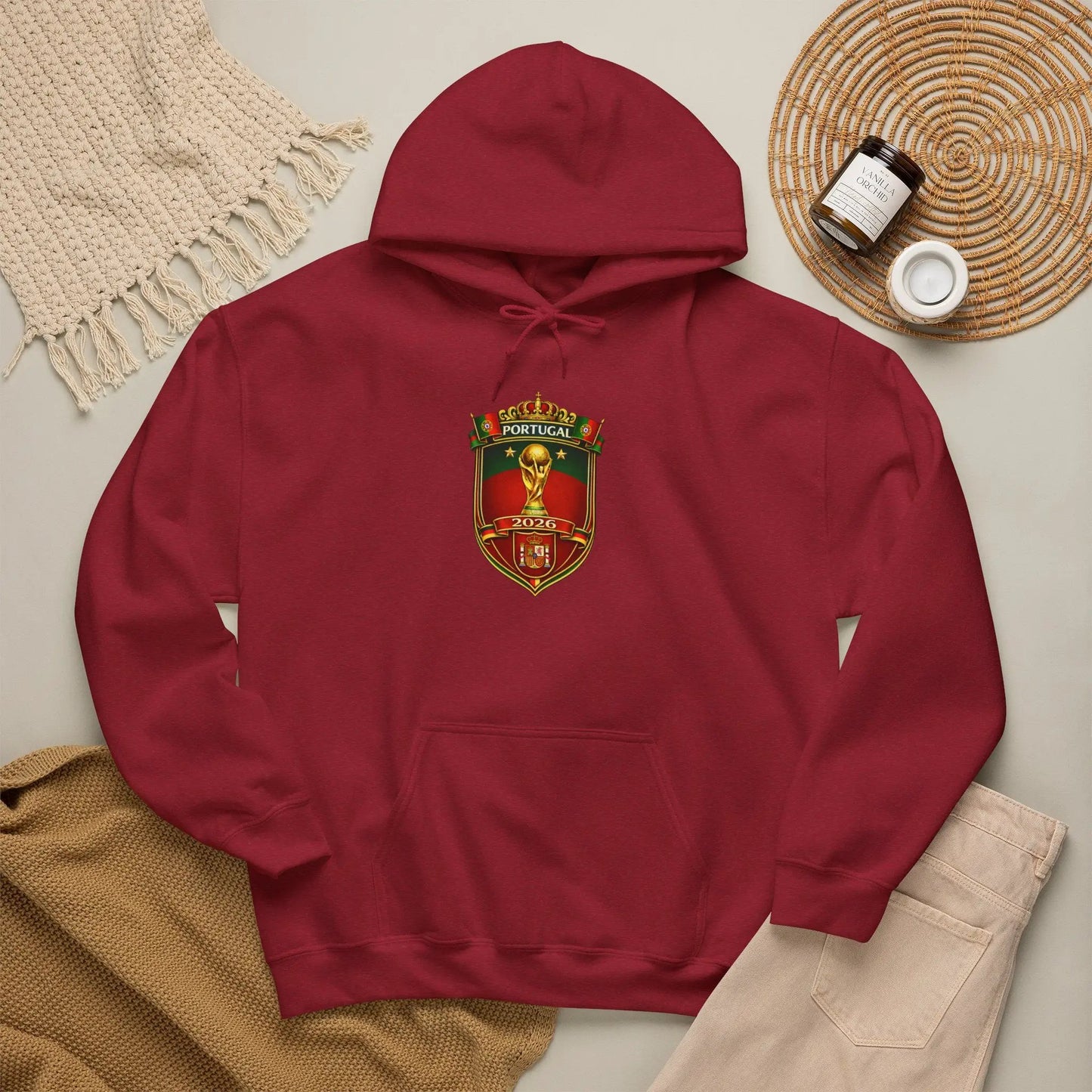 Portugal Football Crest Hoodie — Retro Soccer Emblem Sweatshirt by Printify