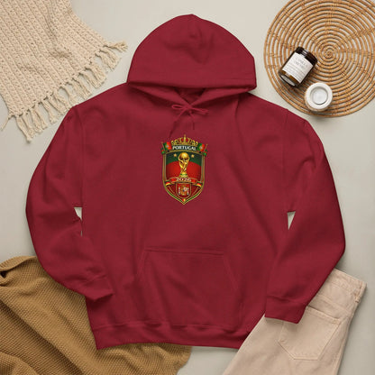 Portugal Football Crest Hoodie — Retro Soccer Emblem Sweatshirt by Printify